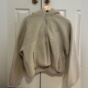 TNA Cream Polartec Zip Hoodie Cropped sz L